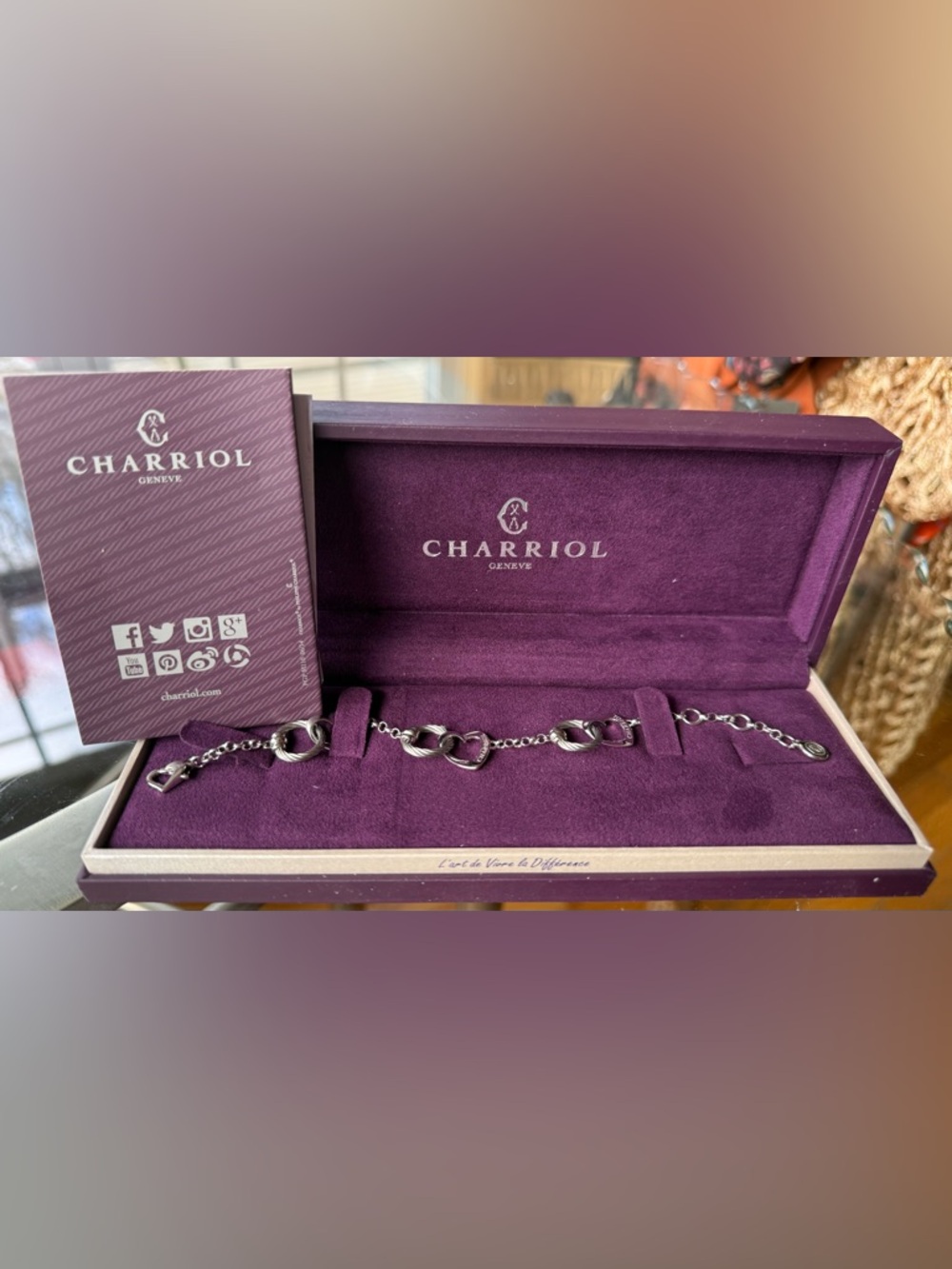 Charriol Silver Stainless Steel Linked Heart Necklace